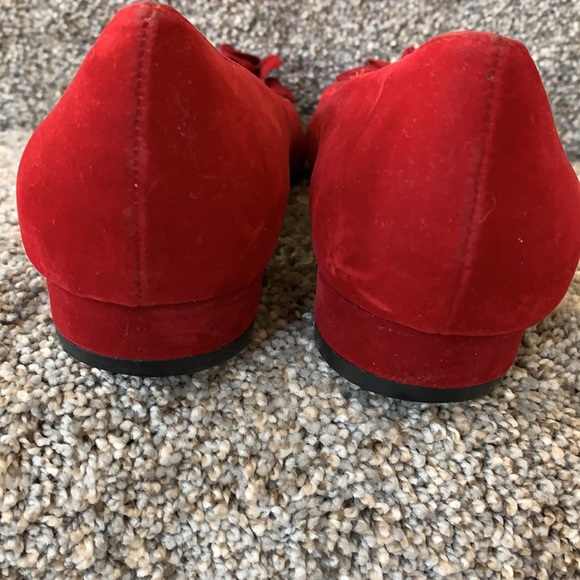 NWOT Lalla “Garden Party ” Red Rose Velvet Flats - Picture 7 of 10
